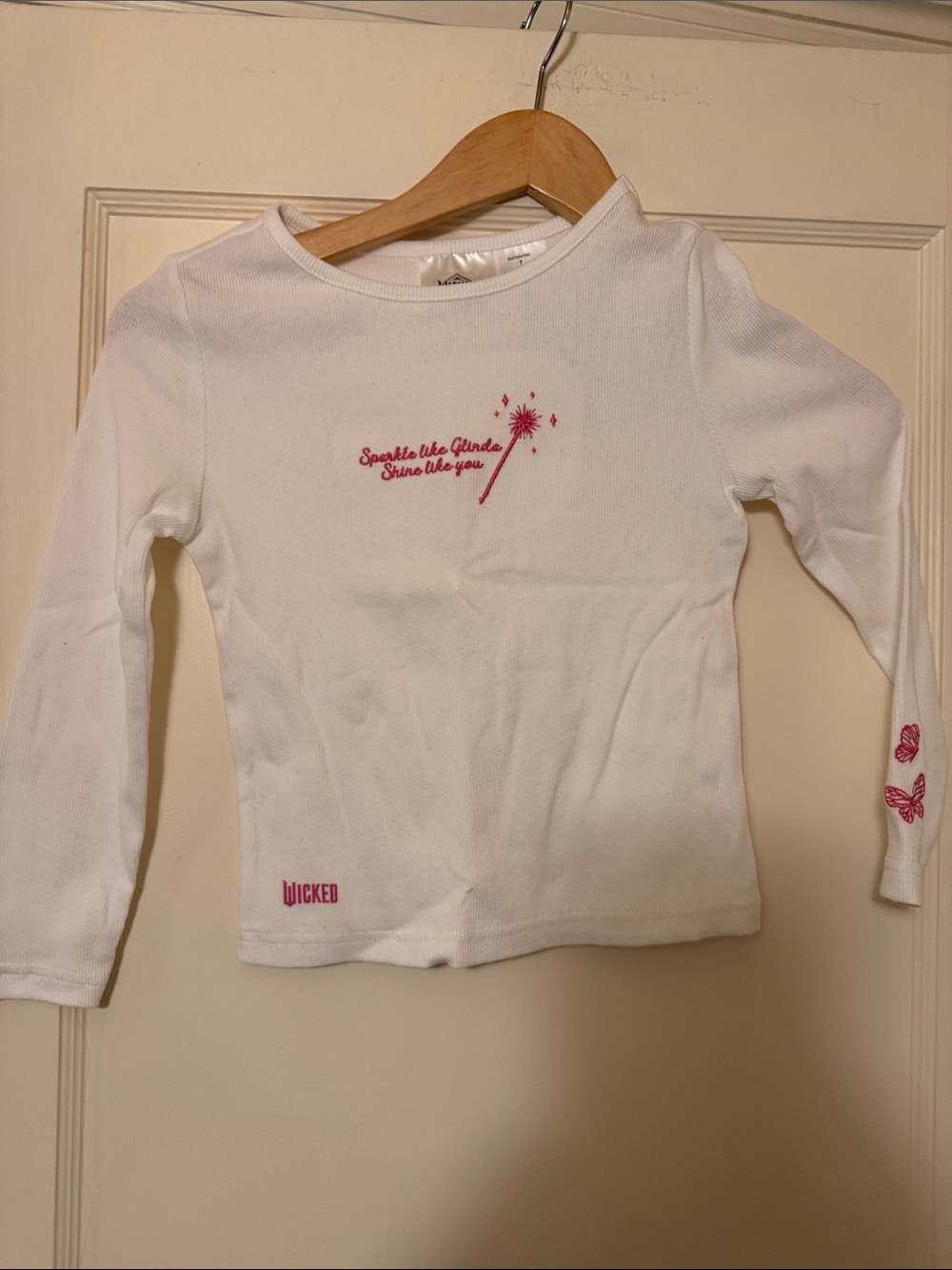 OshKosh B'gosh White Long-Sleeve Tee with Pink Sparkle Graphic